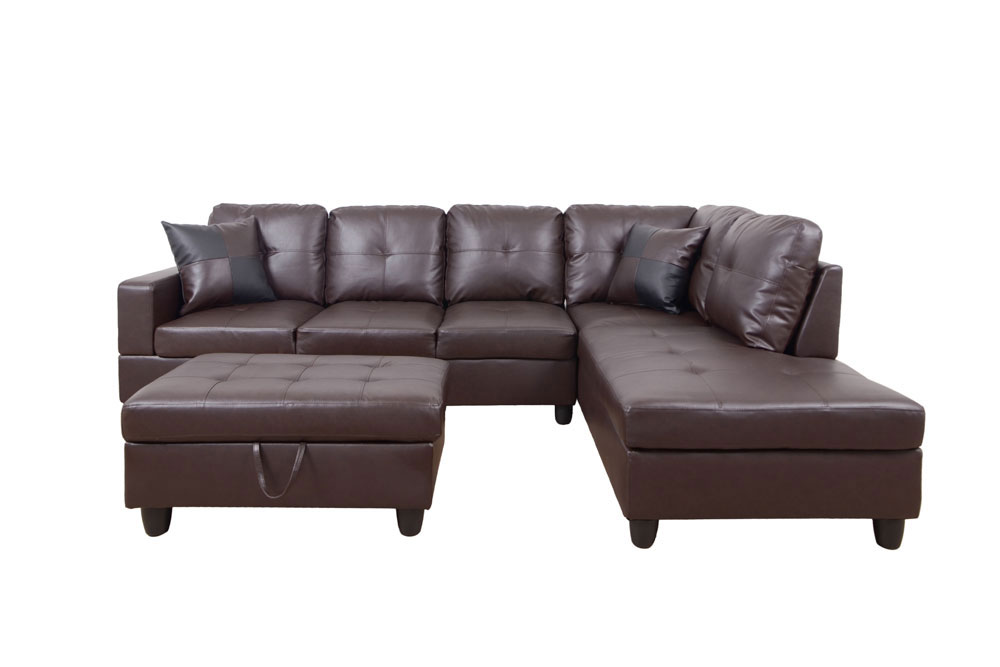 F093 Famous Home Furniture, Marsala 3 Pc Leather Sectional Sofa